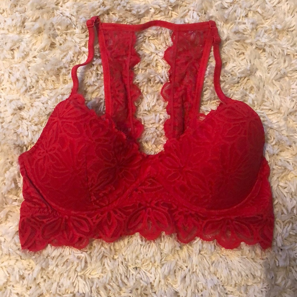Lace red PINK bra